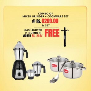 MG OMEGA 750 WATT 3 JAR + IRIS SF-1003 5PCS COOKWARE SET IB